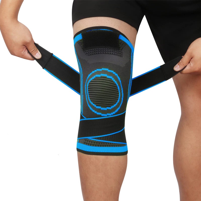 lenpestia Knee Supports 2 Pack Knee Brace with Adjustable Strap Compression Knee Sleeves for Running Joint Pain Arthritis Meniscus Tear Cartilage Damage Tendonitis Quick Recovery Unisex (Blue, M)